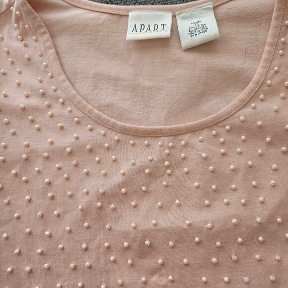 Apiece Apart Tops - Elegant classic Boho  gorgeous pink top pearl Design front and short sleeve 3X